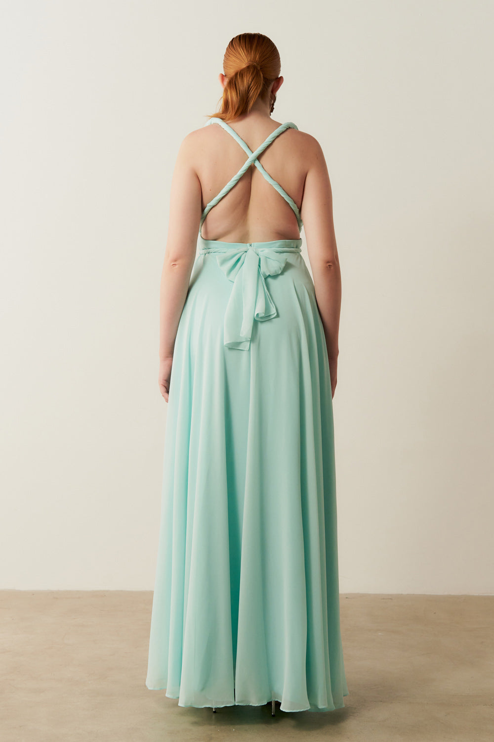 Vestido de Festa Longo de Chiffon e Fenda Lateral - Mil Formas Verde Tiffany