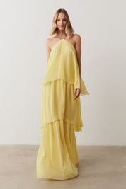 Vestido de Festa Longo em Camadas - Barcelona Amarelo