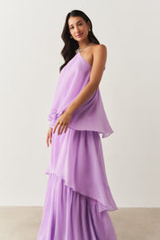 Vestido de Festa Longo em Camadas - Barcelona Lilás