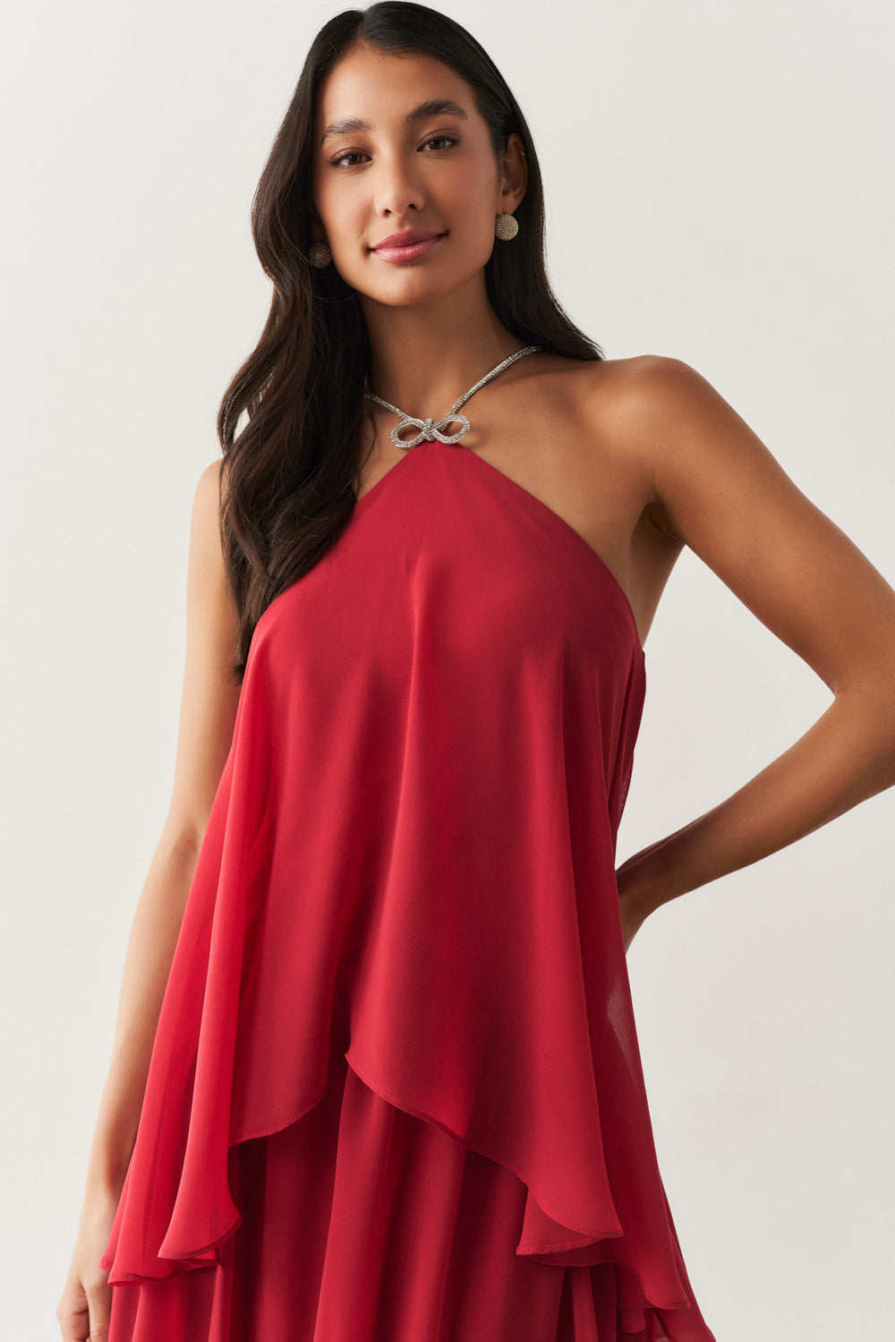 Vestido de Festa Longo em Camadas - Barcelona Marsala