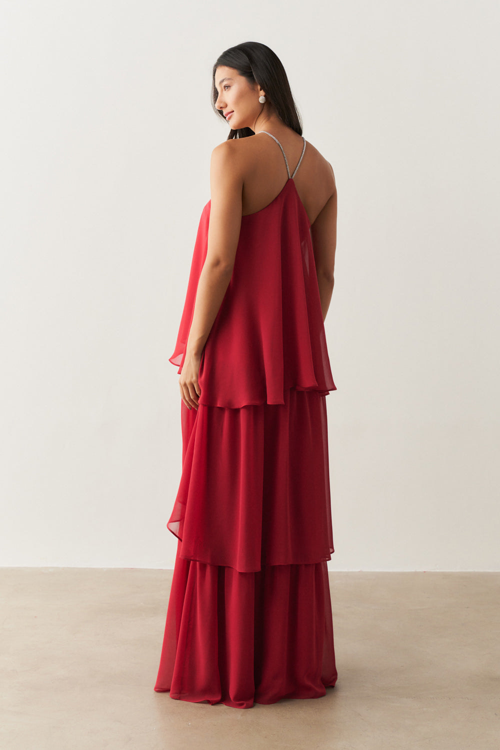 Vestido de Festa Longo em Camadas - Barcelona Marsala