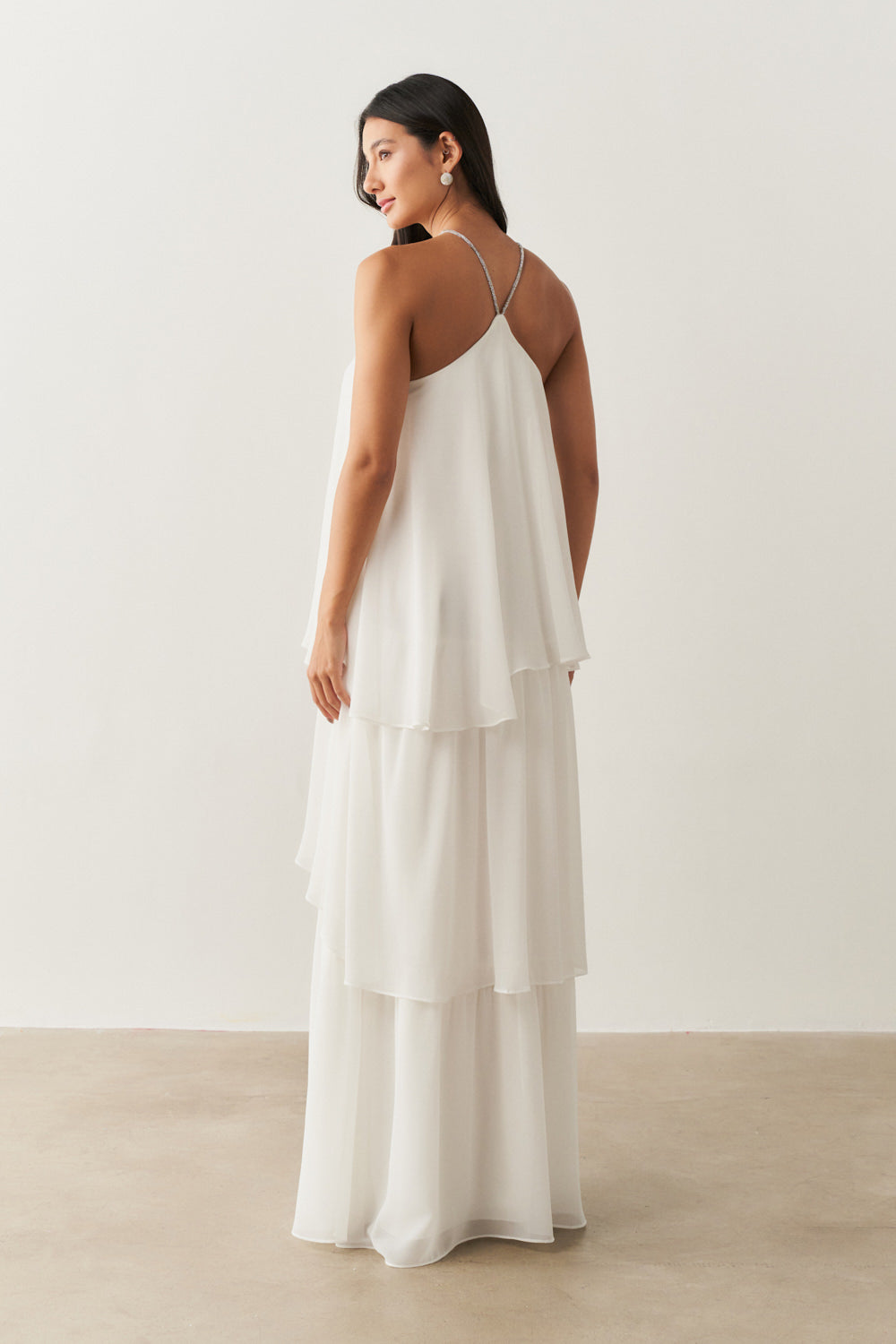 Vestido de Festa Longo em Camadas - Barcelona Off White