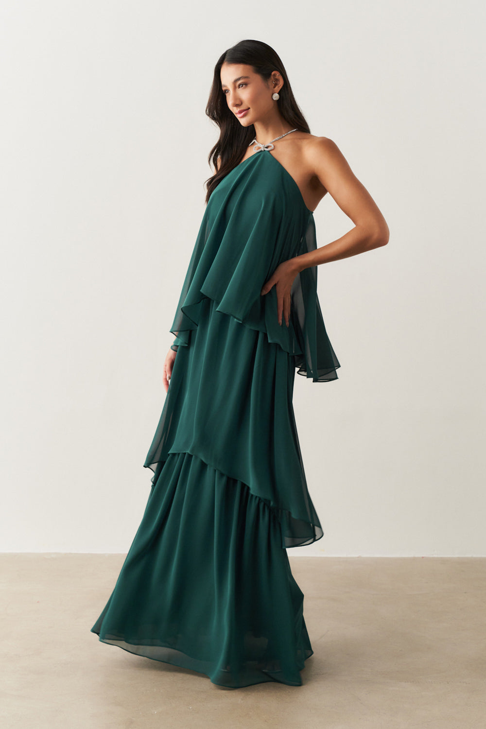 Vestido de Festa Longo em Camadas - Barcelona Petróleo