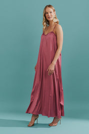 Vestido Long Midi com Alças e Amarração nas Costas - México Canela