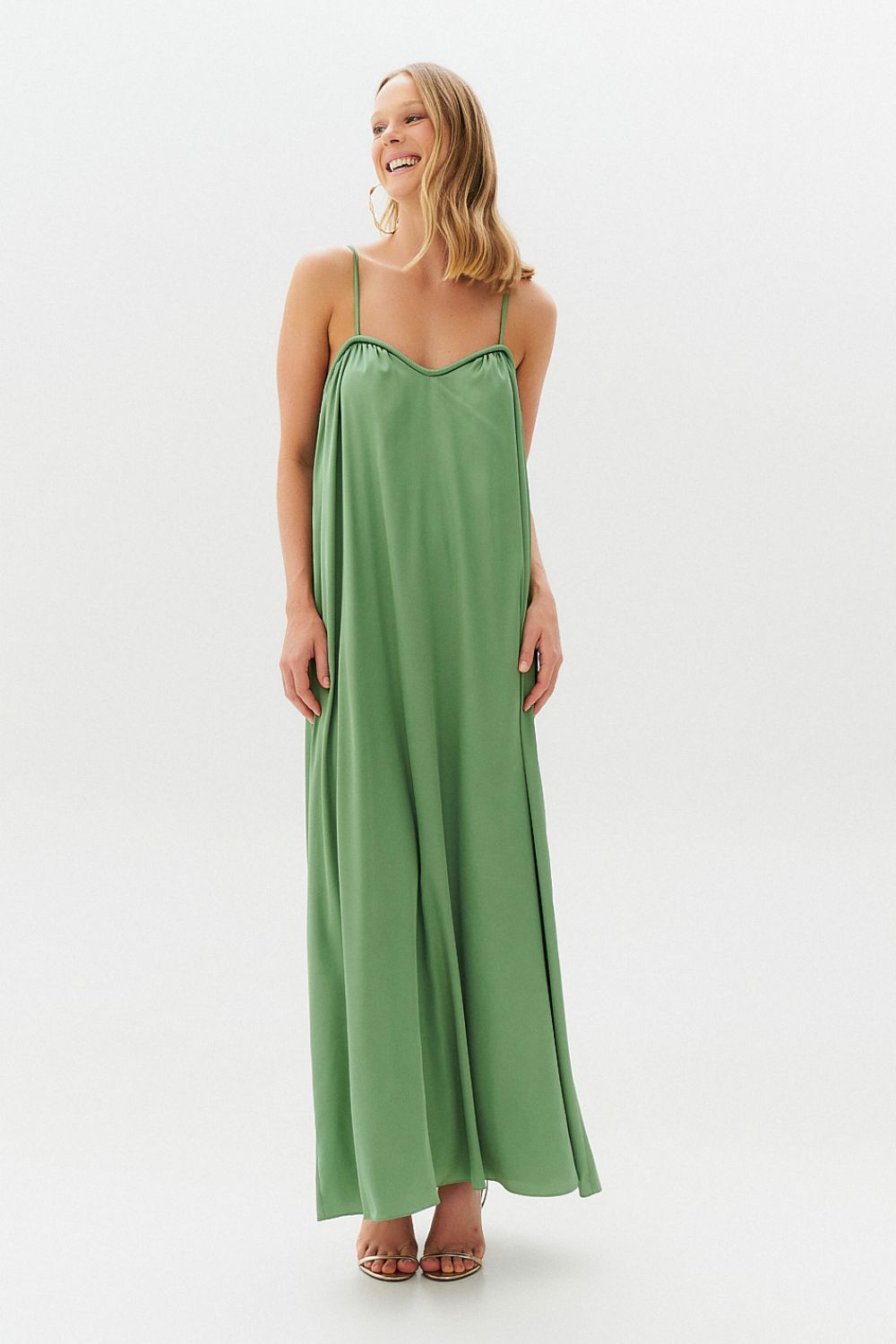 Vestido Long Midi com Alças e Amarração nas Costas - México Oliva