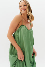 Vestido Long Midi com Alças e Amarração nas Costas - México Oliva