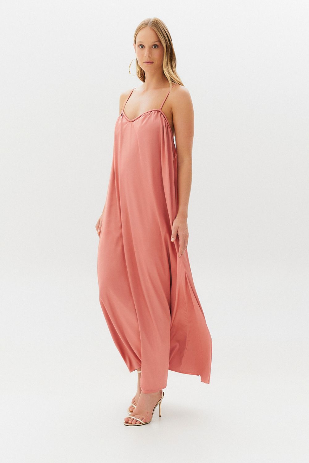 Vestido Long Midi com Alças e Amarração nas Costas - México Rose