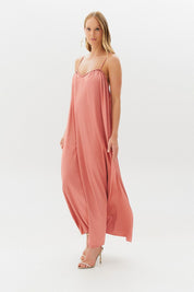 Vestido Long Midi com Alças e Amarração nas Costas - México Rose