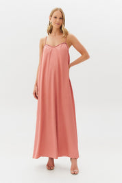 Vestido Long Midi com Alças e Amarração nas Costas - México Rose