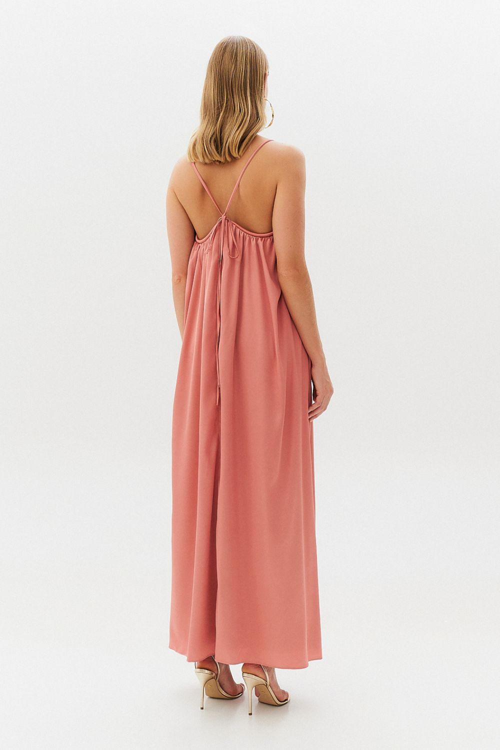 Vestido Long Midi com Alças e Amarração nas Costas - México Rose