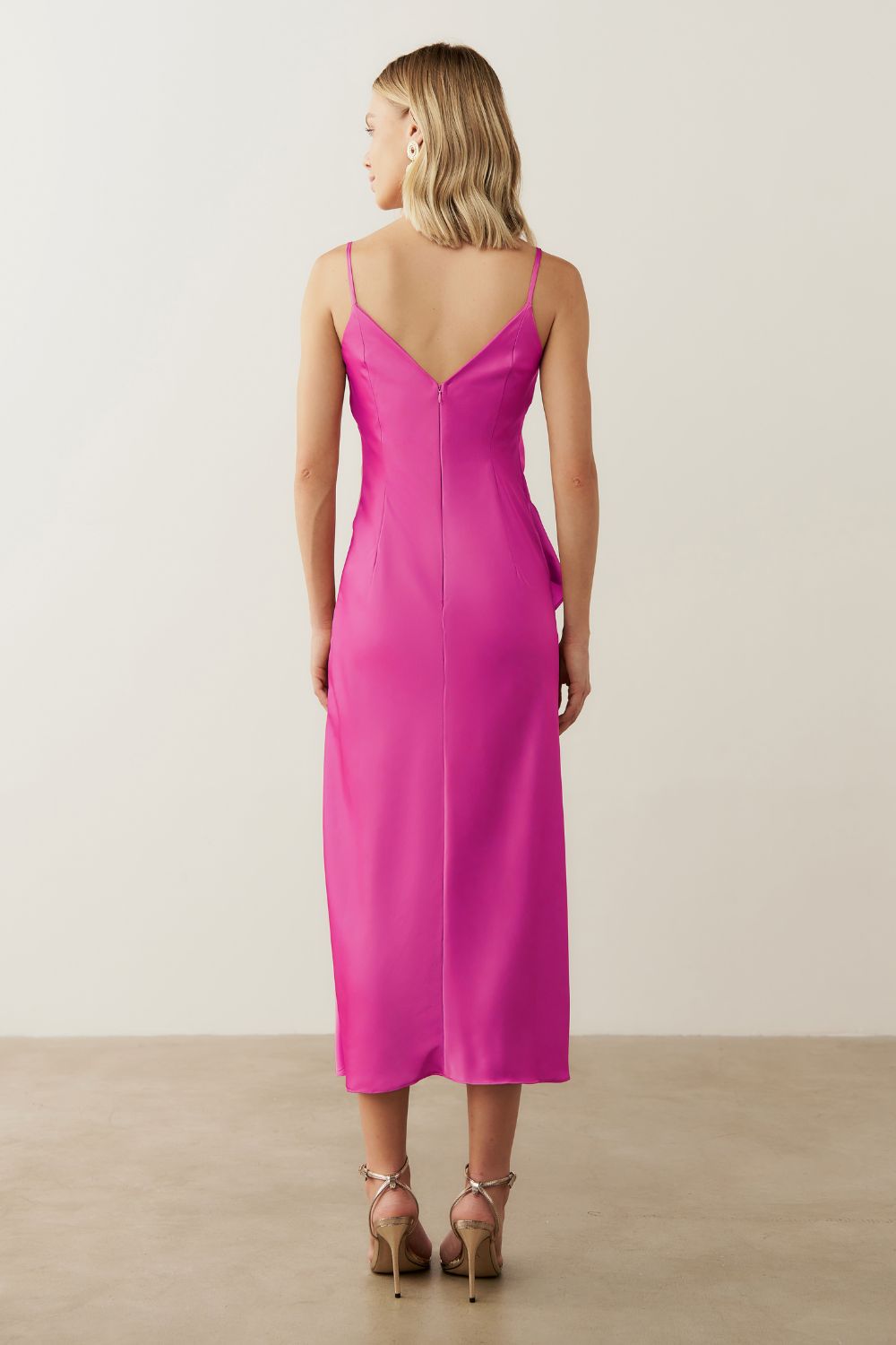 Vestido Long Midi com Decote em V e Babados - Córdoba Violeta