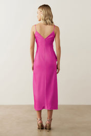 Vestido Long Midi com Decote em V e Babados - Córdoba Violeta