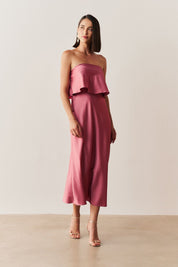 Vestido Long Midi Slip Dress com Alça Removível - Cartagena Canela