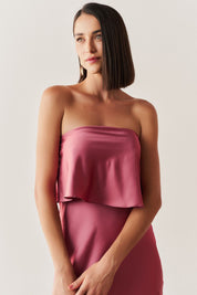 Vestido Long Midi Slip Dress com Alça Removível - Cartagena Canela