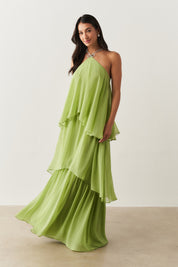 Vestido de Festa Longo em Camadas - Barcelona Verde Matchá