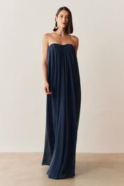 Vestido Longo em Chiffon sem Alça - Líbia Marinho