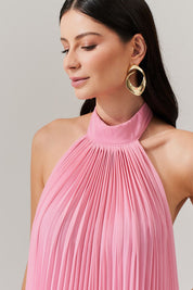 Vestido Longo Plissado Frente Única e Decote nas Costas  - Italia Rosa