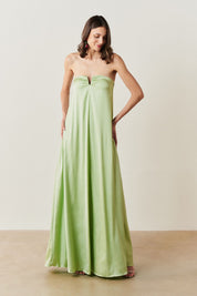 Vestido Longo sem Alças com Decote em V - São Paulo Menta