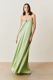 Vestido Longo sem Alças com Decote em V - São Paulo Menta