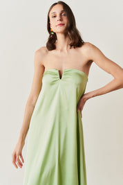 Vestido Longo sem Alças com Decote em V - São Paulo Menta