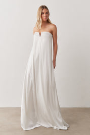 Vestido Longo sem Alças com Decote em V - São Paulo Off White