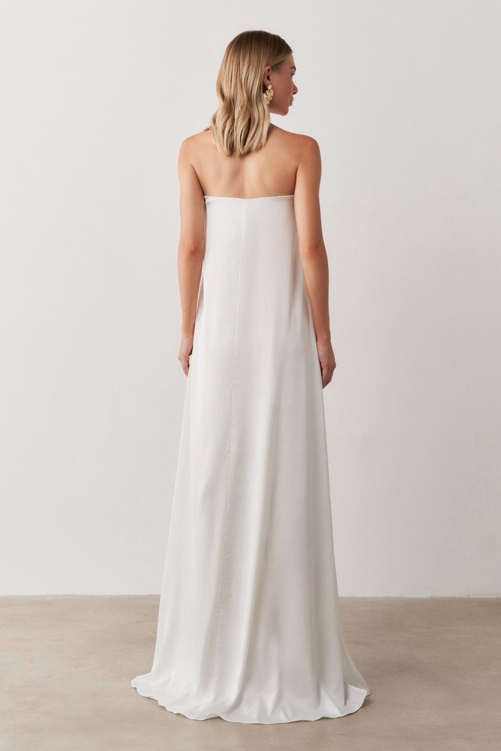 Vestido Longo sem Alças com Decote em V - São Paulo Off White