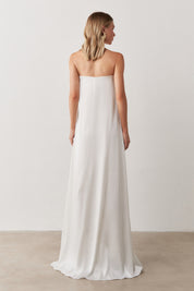 Vestido Longo sem Alças com Decote em V - São Paulo Off White