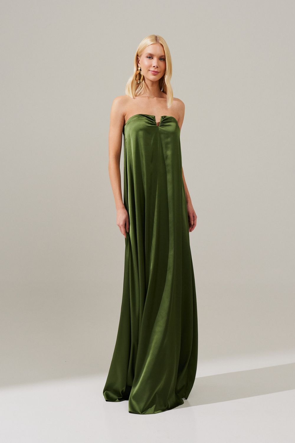 Vestido Longo sem Alças com Decote em V - São Paulo Oliva