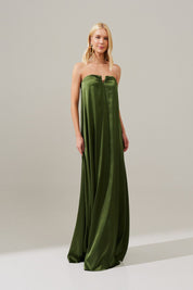 Vestido Longo sem Alças com Decote em V - São Paulo Oliva