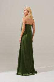 Vestido Longo sem Alças com Decote em V - São Paulo Oliva